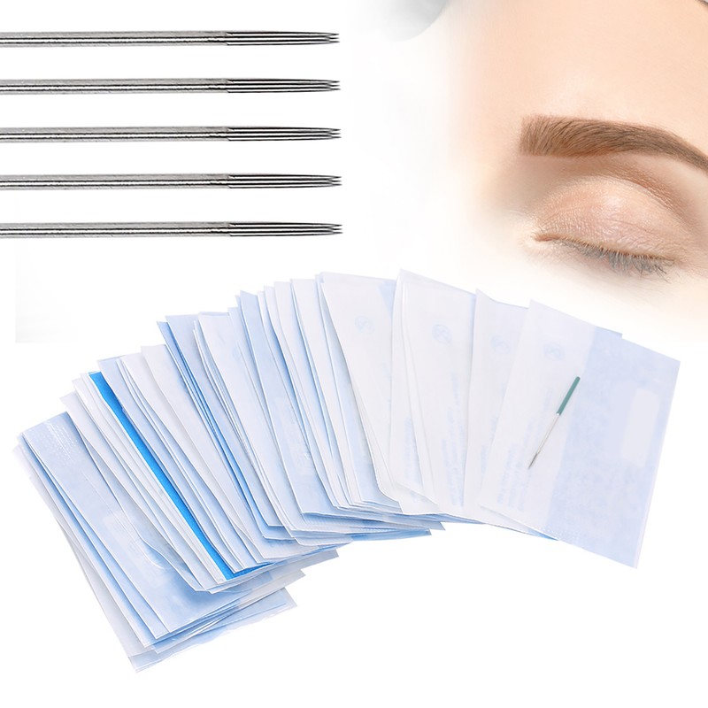 50PCS Professional Eyebrow Tattoo Needles Microblading Pen Shading Blades Permanent