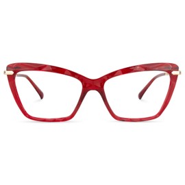 Zeelool Crystal Cat Eye Blue Light Blocking Glasses for Women Juliet VFP0270, Vfp0270-05 Red, Large