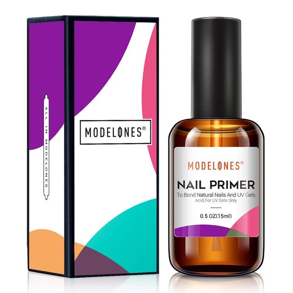Modelones Nail Primer Acid Free Gel Polish Primer for Acrylic Powder Fast Air Dry Gel Nail Primer for Nail Prep Nail Bonder 15ml