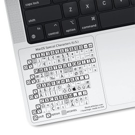 Synerlogic (2pcs) for MacOS Special Characters Cheat Sheet Sticker | U.S. Keyboard Layout Characters | Shortcuts for MacBook Air/Pro (Clear/Black/US/2)