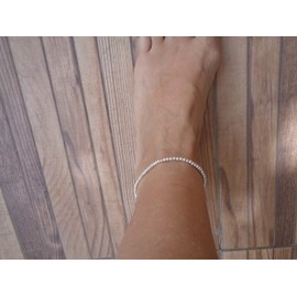 Silver metal beads anklet, ethnic boho anklet, elastic