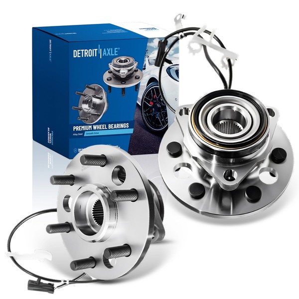 Detroit Axle - 4WD Front Wheel Bearing Hubs for Chevy GMC K1500 K2500 Suburban Chevrolet Tahoe Yukon Cadillac Escalade, Replacement Wheel Bearing and Hubs Assembly Set, Pair Hubs