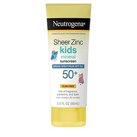 Neutrogena Neutrogena Kids Mineral Sunscreen Sheer Zinc Oxide Lotion, Broad Spectrum SPF 50 with UVA/UVB Protection, Water Resistant for 80 Minutes, Fragrance and Tear Free, 3 FL OZ