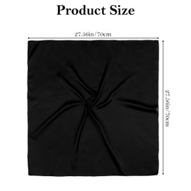 Ptwola Womens Head Scarf Like Silk Scarf Black Square Satin Scarfs Bandana Head Scarves Night Hair Wrapping Scarfs Large Fashion Headscarf Headband Scarves for Sleeping 27.5"