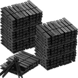 Marsui 200 Pcs Clothes Pins Wooden Clothespins Heavy Duty Wood Pins for Outdoor Hanging Clothes Laundry DIY Craft Pictures Photos(Black,4 Inch)