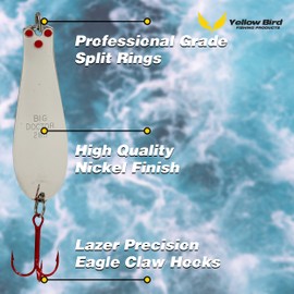 Doctor Spoons Trolling Series - Jigging Salwater & Freshwater Fishing - Walleye, Northern, Trout, Bass & More - Premium Eagle Claw Hooks - 3 Sizes & Weights - Yellow Bird Fishing Products 3 Pack