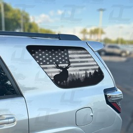 Decal Concepts American Flag Elk Forest Silhouette Rear Side Window Accent Decal (Fits Toyota 4Runner (2010-2024)