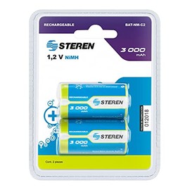 STEREN Paquete de 2 Pilas Recargables C NiMH 3000 mAh