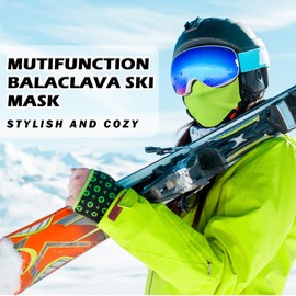 AYPOW Balaclava Winter Windproof Balaclava Ski Mask Men Women Bicycle Motorcycle Balaclava with Warm Fleece Lined Breathable Face Hood Snowboarding Outdoor Sports, Green