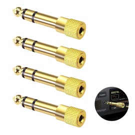 Gold Plated 6.35mm to 3.5mm Stereo Audio Headphone Adapter Converter 2-Pack, Male to Female Connector for Guitar, Headphones, Amps, Female Stereo Audio Headphone Adapter