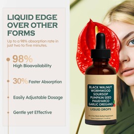 Aelyafle Nutralis Wormwood Black Walnut Clove Liquid Drops for Gut Cleanse, 7-in-1 Herbal Supplement with Thyme Extract, High Absorption & Fast-Acting Digestive Support, 2oz (1pcs)
