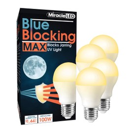 MiracleLED 604672 MAX 4-Pack Blue Blocking Bulb, Amber Glow