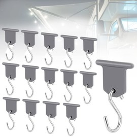 RV Awning Hooks - S Shaped Rain Canopy Light Clips for Outdoor Camping Tent Hang Clothes & Christmas Party Accessories, 16 Pcs
