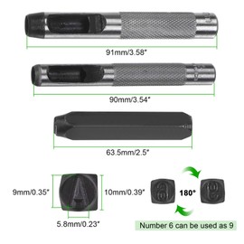 HARFINGTON 36pcs Metal Stamping Kit 5/16" (8mm) (A-Z, 0-8, &" Symbol) Steel Letter Punch Press Tool with Hole Punch to Stamp on Metal, Plastic, Wood, Leather, Black