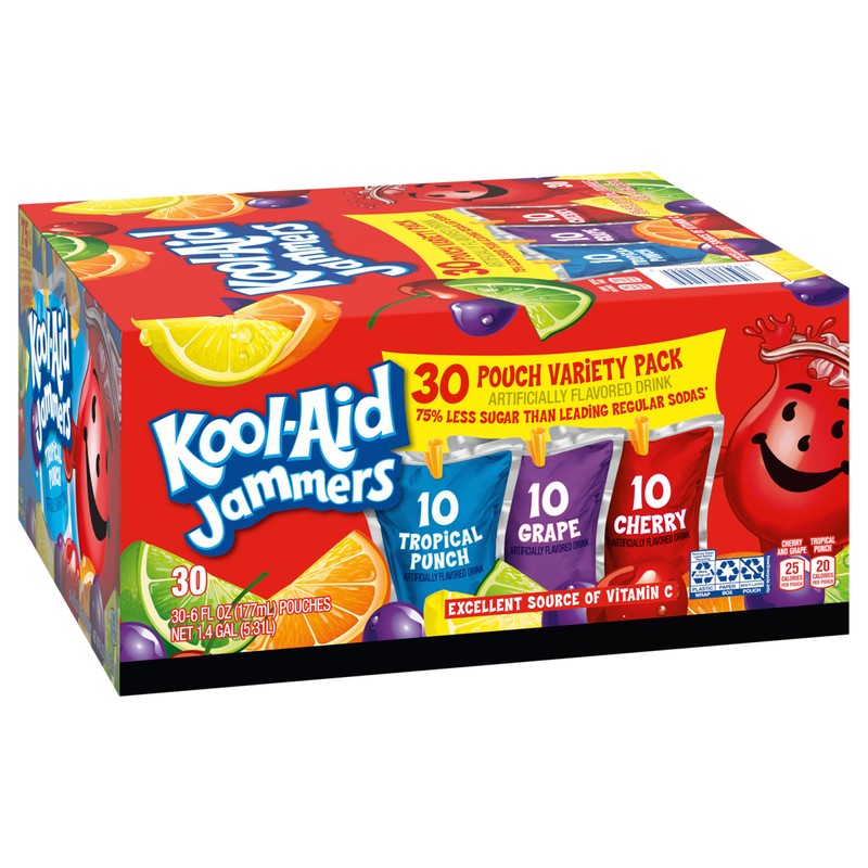 Kool-Aid Jammers Tropical Punch, Grape & Cherry Flavored 0% Juice