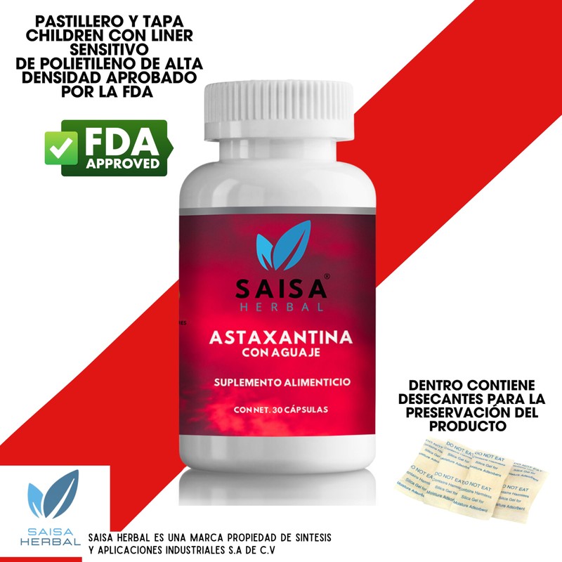 Astaxantina 12 Mg 30 Cápsulas Con Aguaje Saisa Herbal
