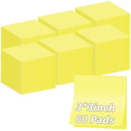 Oleitodh 60 Pack Sticky Notes Bulk 3x3,Canary Yellow Sticky Pads Blank Notes Self-Stick Notes, Easy to Post for Teacher Student School Office Meeting Blank Desk Pads,75 Sheets/Pad,Total 4500 Sheets