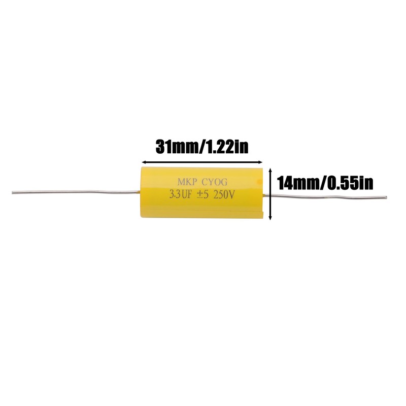 Cermant 10Pcs 250V 3.3uF Frequency Divider Capacitor，Axial Audio Speaker Non-Polarity
