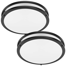 TOBUSA 36W 3600lm Super Bright LED Flush Mount Ceiling Lights, Modern Black, Daylight White 5000K, 13 Inch Dimmable Ceiling Lamps for Kitchen, Bathroom, Hallway, Bedroom, 2 Packs