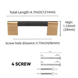 BUKOBYHE 10 Pack 3.75Inch Black and Champagne Bronze Kitchen Cabinet Handles Knurled Cabinet Pulls Black Drawer Pulls Kitchen Hardware