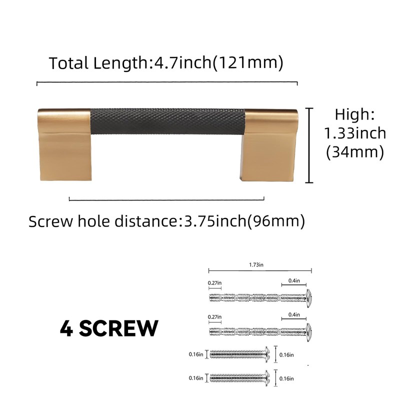 BUKOBYHE 10 Pack 3.75Inch Black and Champagne Bronze Kitchen Cabinet