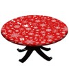 oobon Xmas Elastic Edged Table Cover Round, Christmas Snowflake Fitted