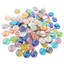 Honbay 100PCS Round Resin Flatback Cabochons Colorful Cabochons for Setting Bezel Tray Pendant Charms (Mix Color, 12mm)