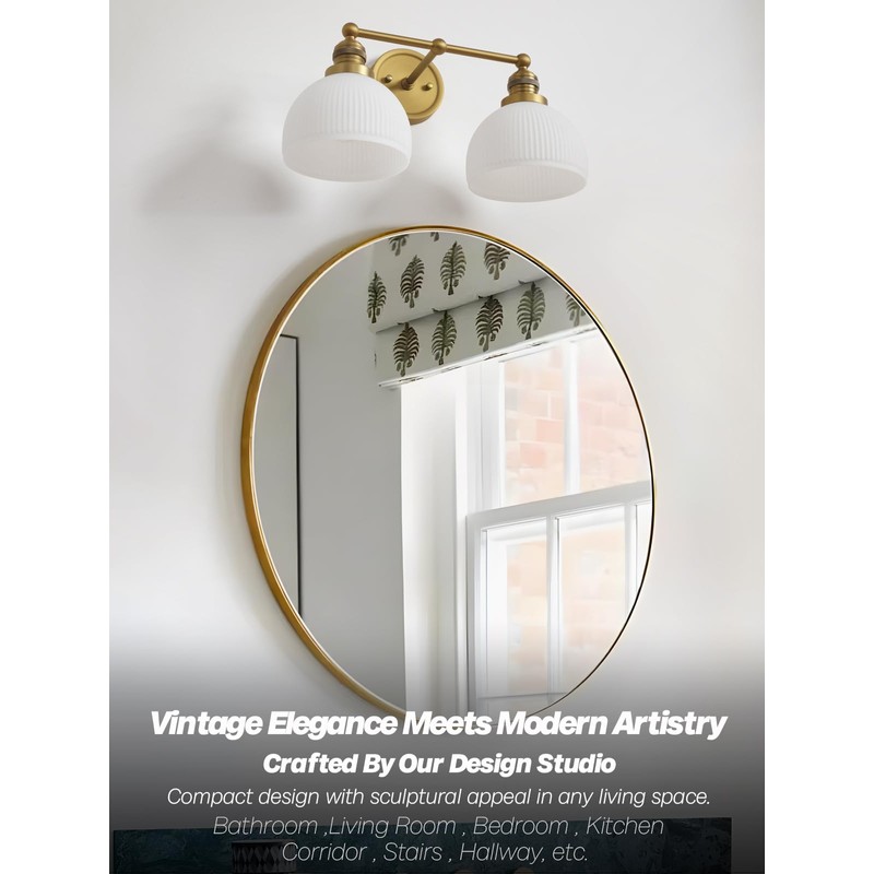 Teqinchy 2-Light Gold Wall Sconces,Vintage Bathroom Wall Sconce Light with