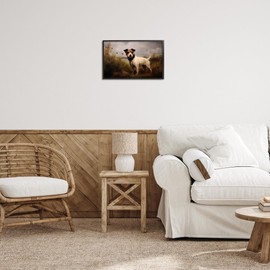 Stupell Industries Jack Russell Terrier Landscape Framed Giclee Art Design by Petal Prints Design