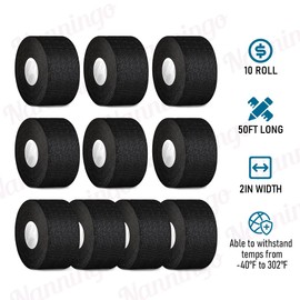 Nanningo Wire Harness Tape 2" x50ft (10-Pack) High Temp Wiring Loom Harness, Self-Adhesive Felt Cloth Electrical Tape for Automotive Engines, Noise Dampening, Cable Protection