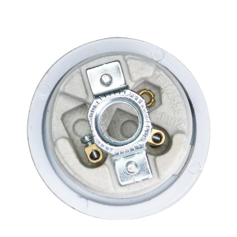 Caishun E26 Ceramic Lamp Threaded Socket with White Shade Ring