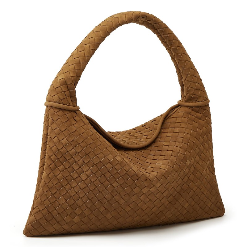 Slouchy Woven Suede Hobo Bags Women Trendy Suede Purse Crossbody