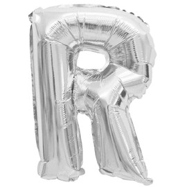 XXL Luftballons Foil Balloons, Helium Balloons, Letters, Numbers & Characters in Gold, Silver, 80 cm, Large Party Decoration for Birthdays, Weddings, Parties, Plastic, R - Silver, silver
