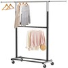 Simple Houseware Double Rod Garment Rack, Black