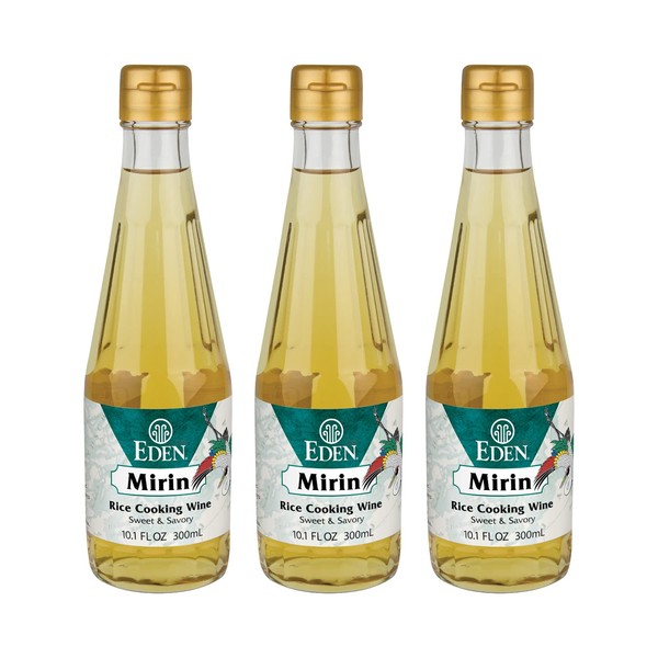 Eden Mirin, Sweet and Savory Rice Cooking Wine, Traditionally Made Japanese Ajino-haha, Umami, 10.1 Fl Oz Glass Bottle, (3-Pack)