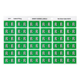 Avery Lateral Filing R Side Tab Colour Coding Labels, Light Green, 25 x 38 mm, 180 Labels (43318)