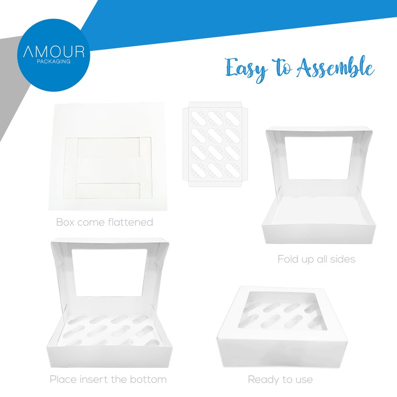 Amour 6 Hole Cupcake Box – 10 Pcs Lightweight Cupcake