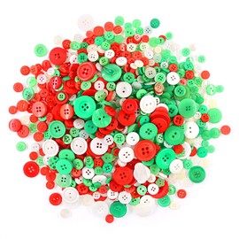 Glarks 1000-Pieces Christmas Buttons Round Craft Resin Sewing Buttons for DIY Scrapbooking or Craft Decoration, Christmas Color (3 Color)