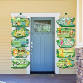 Aaon Jungle Door Banner,Jungle Bithday Decorations,Animals Banner for Party,Baby Shower,Decorations