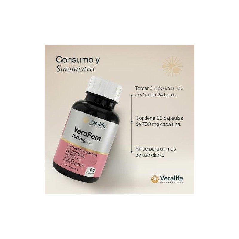 Verafem Probióticos Femeninos Vitaminas Minerales Maca Biotina Trebol Rojo Suplemento