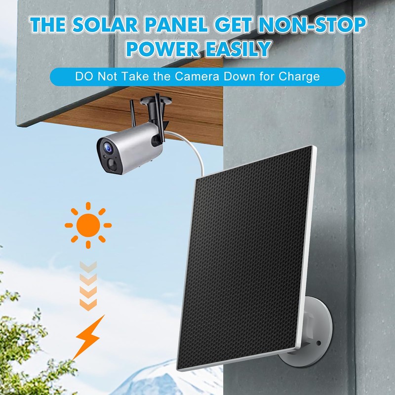 Solar Panel Charger for Security Camera Outdoor, 5W Solar Panels