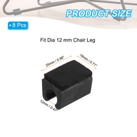 PATIKIL 8 Pcs Rectangular U Shaped Chair Leg Caps with Felt Pads Smooth Sliding Furniture Feet Floor No Scratch Noise Protector Protects Hard Floors Fits 12mm Diameter Legs Blacks