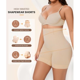 FRESBEIT Womens Shapewear Tummy Control, Girdles for Women Body Shaper Butt Lifting Shapewear Shorts Under Dress S