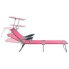 YITHOPI Sun Lounger with Canopy Steel,with Cushion Chaise Lounge Outdoor