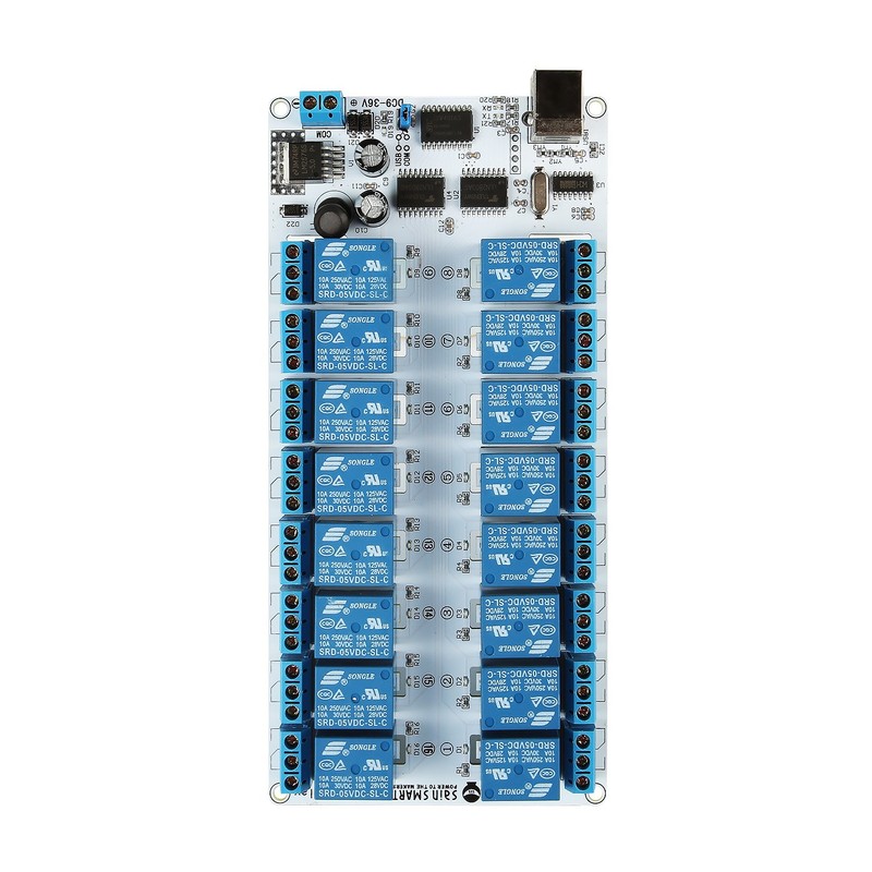 SainSmart 16-Channel 9-36V USB Relay Module