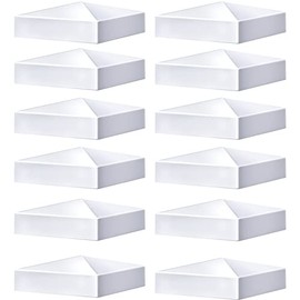Taiyin 12 Pcs Pyramid White PVC Vinyl Post Top Caps, Fence and Deck Post Caps for Vinyl Fence Posts (5 x 5 Inch)