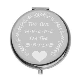 PLITI Bride to Be Compact Mirror Bride Wedding Gift Bridal Shower Gift The One Where I'm The Bride Pocket Mirror for Women (one The Bride CMbl)