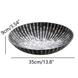 i-lan Mother of Pearl Inlay Shell Decor Fruit Bowl |14" Round Handcrafted Versatile Bowl for Dinning Room Tabletop | Dry Snack Storage,Nuts Fruits,Candy Container Bowl for Multi-function