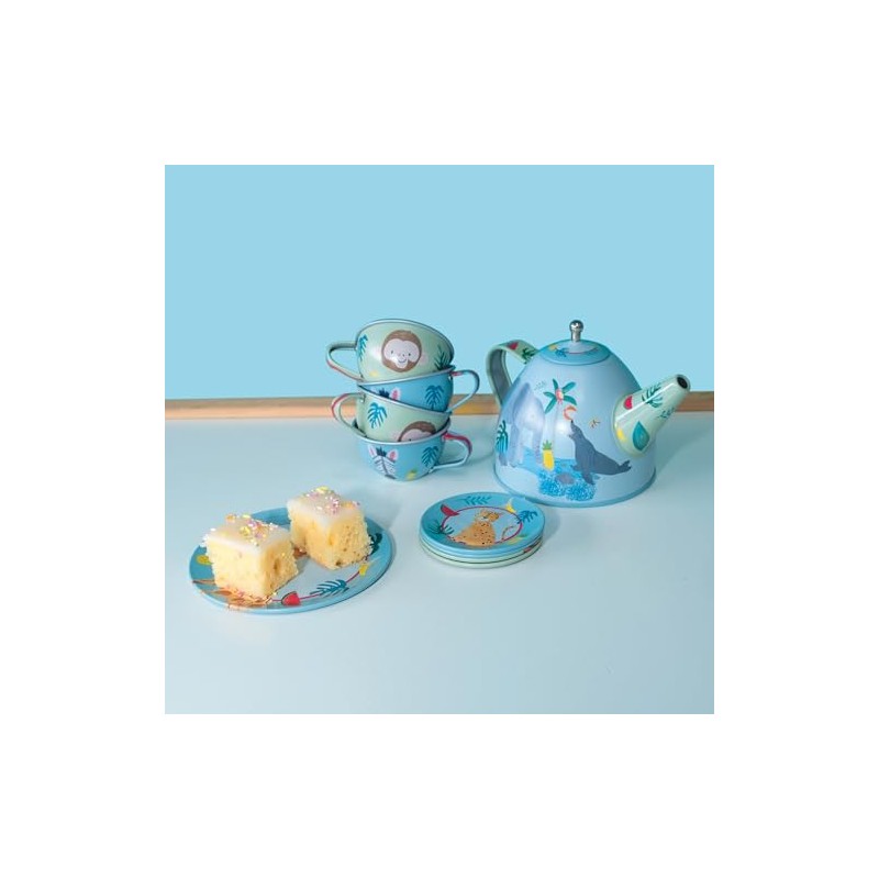 Floss and Rock Jungle 14 Piece Tea Set, Tin, Box