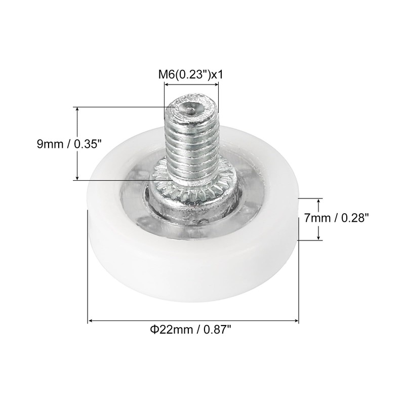 PATIKIL 22mm Drawer Rollers, 6 Pack Plastic Drawer Pulley Replacement